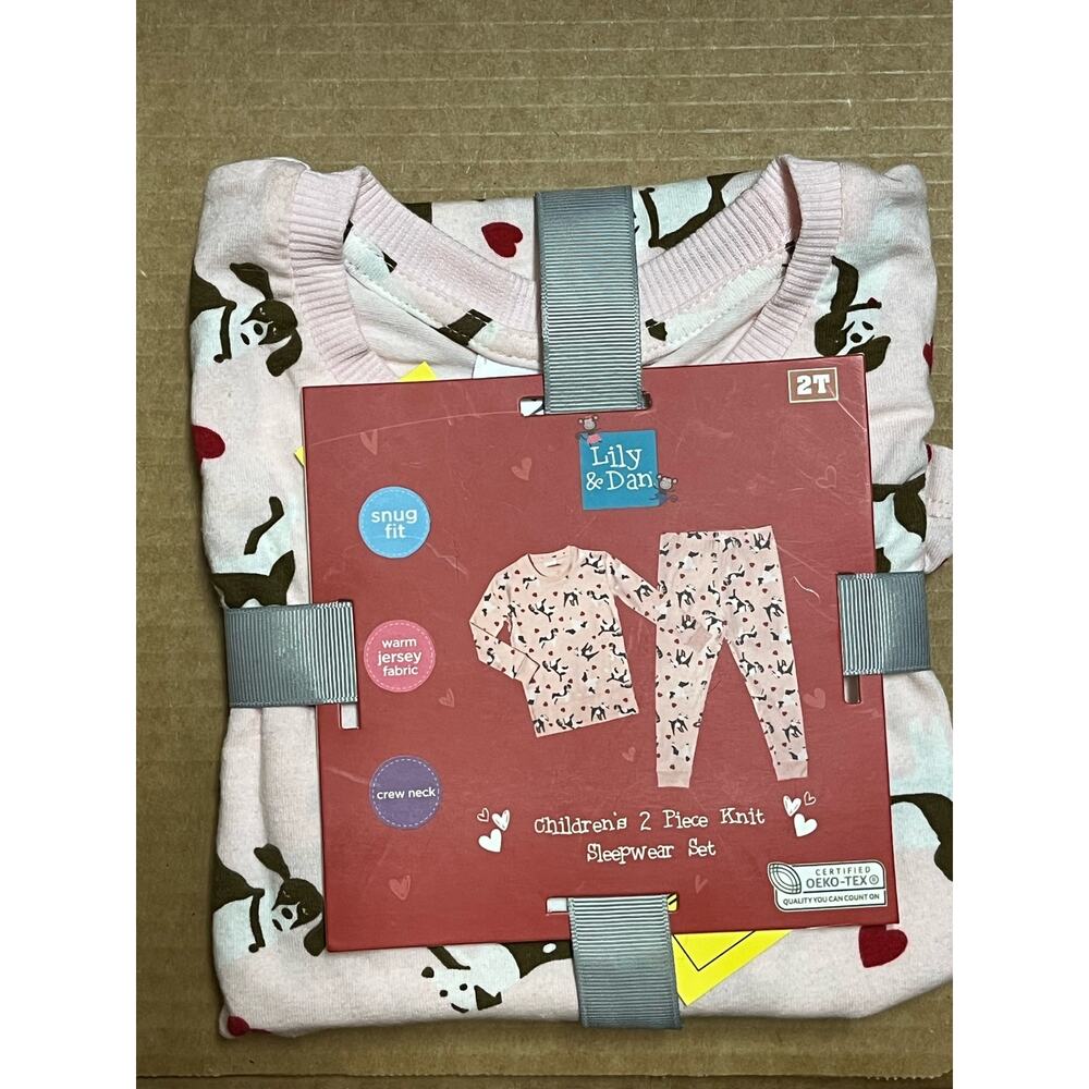 NWT Lilly & Dan Puppy Jersey Knit Pajama Set - Toddler Girl 2T